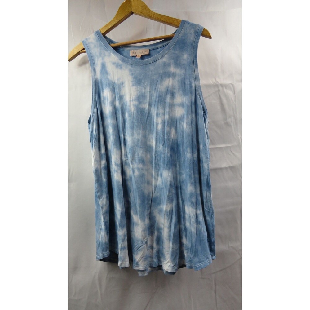 Philosophy Women’s XL Blue White Tie-Dye Knit Crew Neck Tank Top Tee